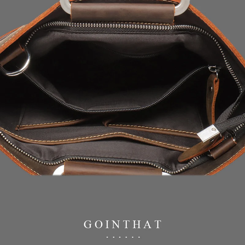 Large Capacity Man Business Briefcase Bag Genuine Leather High Quality Laptop A4 File Crossbody Messenger Shoulder Bag Handbag