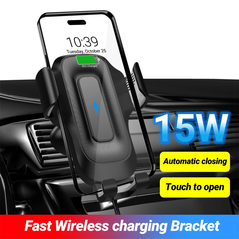 

Auto-Clamping Car Mount 15W/10W/7.5W Fast Charging Air Vent Phone Holder for iPhone 14 13 12 Pro Max Mini Plus XR/XS/X Galaxy