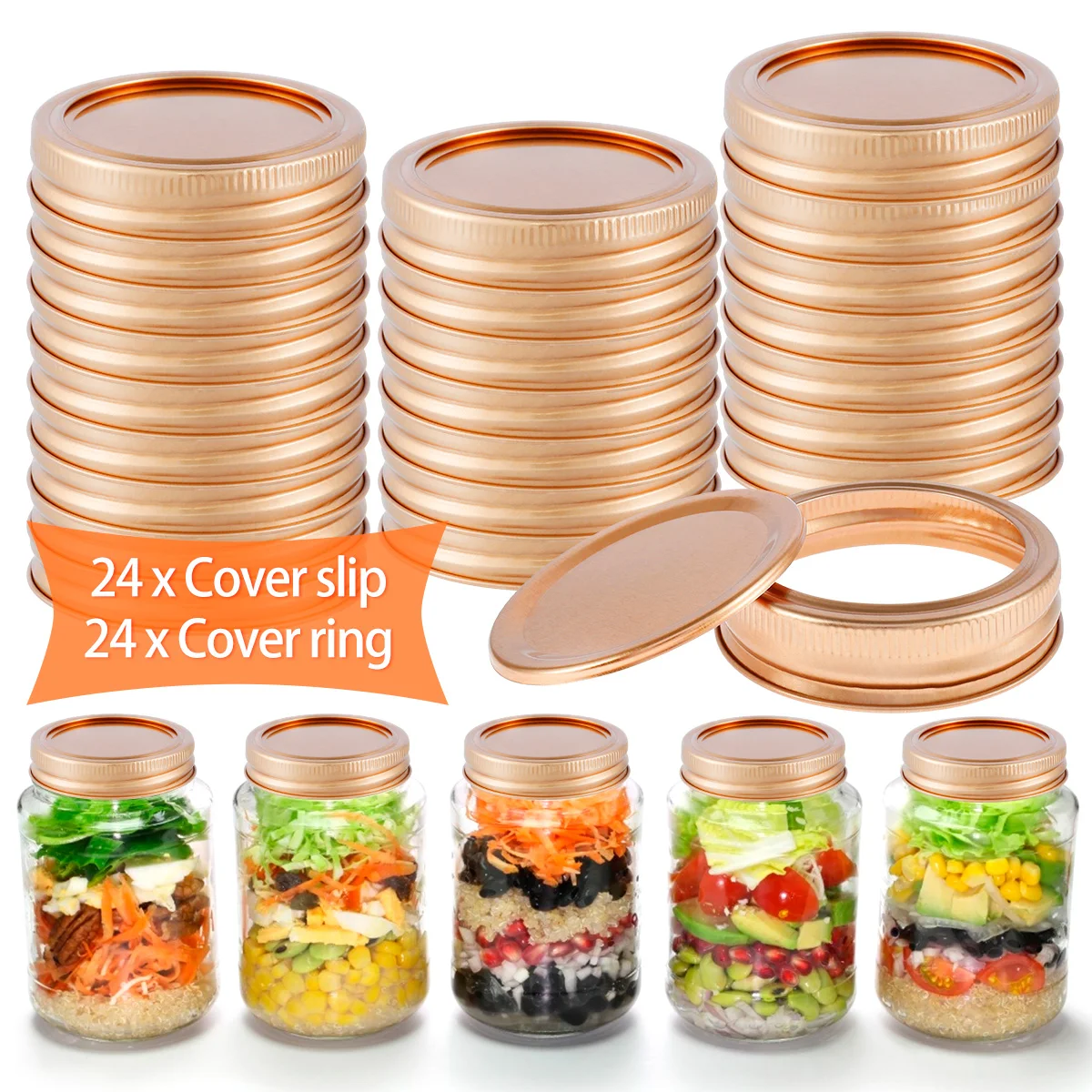 

24 Set Mason Jar Lids 70 mm Canning Lids and Bands Leakproof Regular Mouth Split-Type Seals Lids for Canning Pickling Fermenting