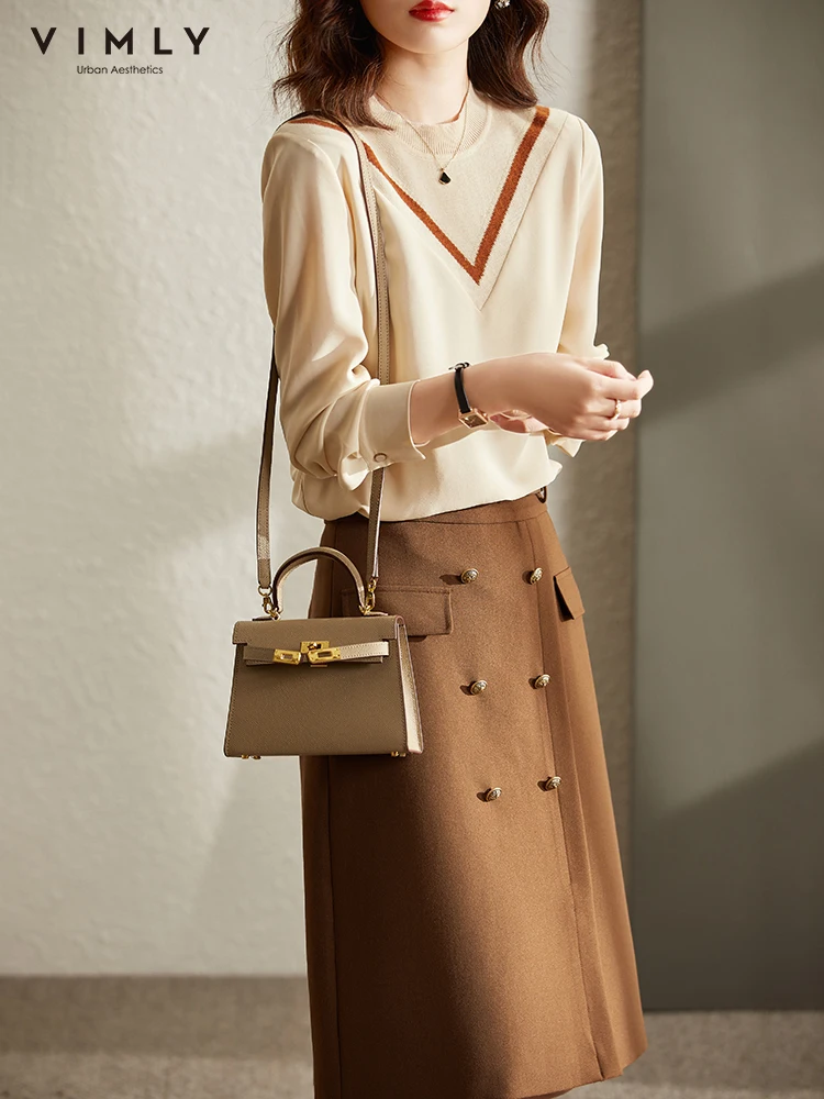 Элегантная шифоновая блузка VIMLY рубашки для женщин 2022 корейский свитер с