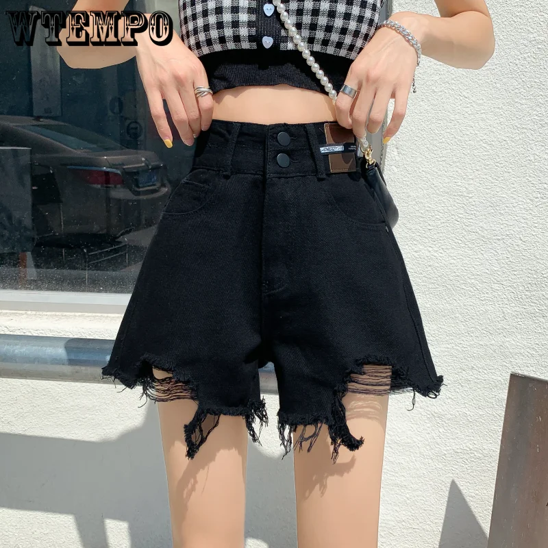 WTEMPO High Waist Denim Shorts Women Summer Loose Sexy Y2K Women Shorts Fashion StreetWear Casual Shorts Jean Shorts