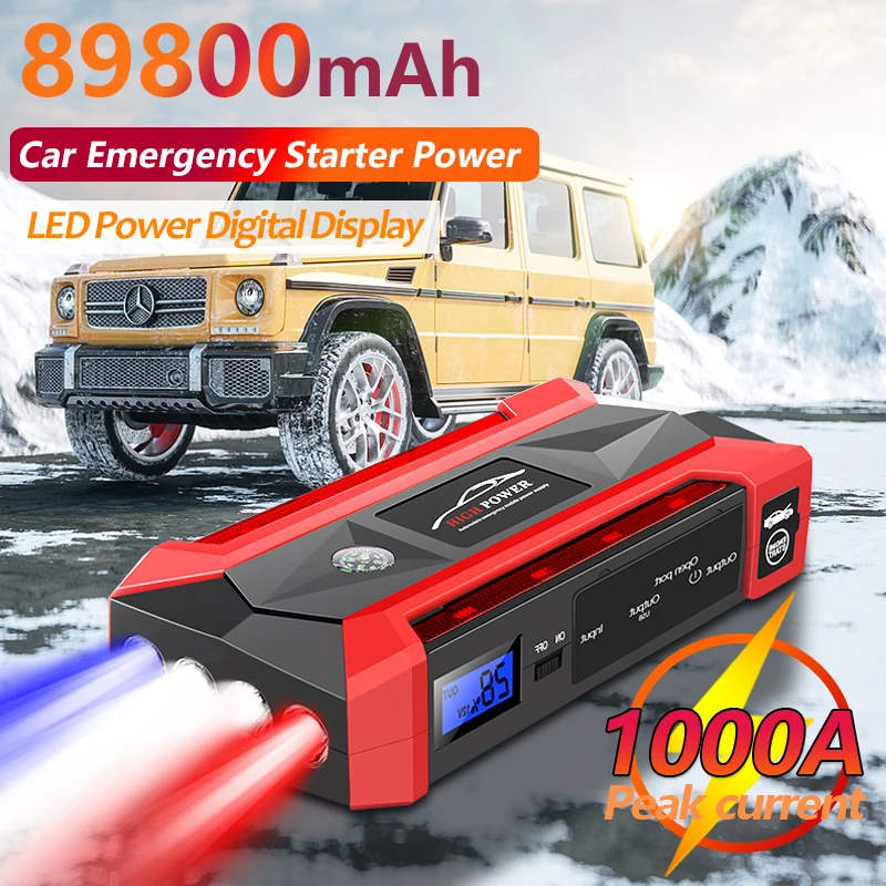 

89800mAh Car Emergency Start Charger with LED Light Portable Large Capacity Car Power Bank Emergency Lighting Flashlight