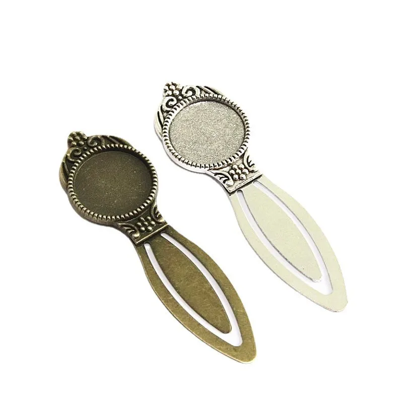 8PCS 20MM Inner Size Antique Silver Plated Bronze Color Bookmark Base Cameo Setting 82*24MM DIY Jewelry Accessories
