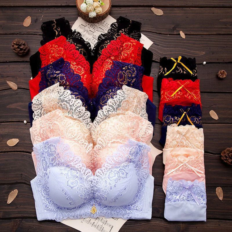 

Sexy Lace Push Up Bra For Women Floral Embroidered Bralette Female Underwear Solid Color Wide Shoulder Strap Girls Underclothes