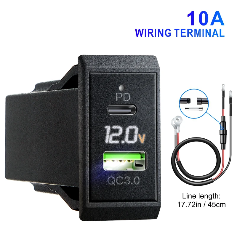 

QC3.0 PD Автомобильное зарядное устройство с двумя портами USB 12 В 24 В Розетка для зарядки телефона Адаптер питания для мотоцикла Кемпер Грузовик ATV Лодка RV