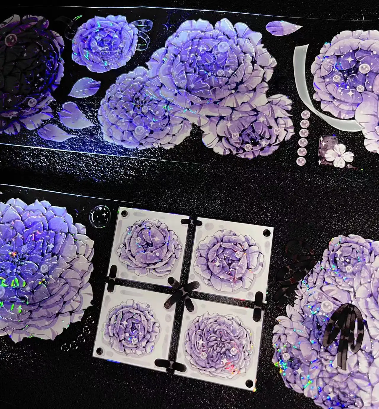 

Vintage Purple Poppy Floral Shiny Washi PET Tape for Planner Card Making DIY Scrapbooking Plan Decorative Sticker