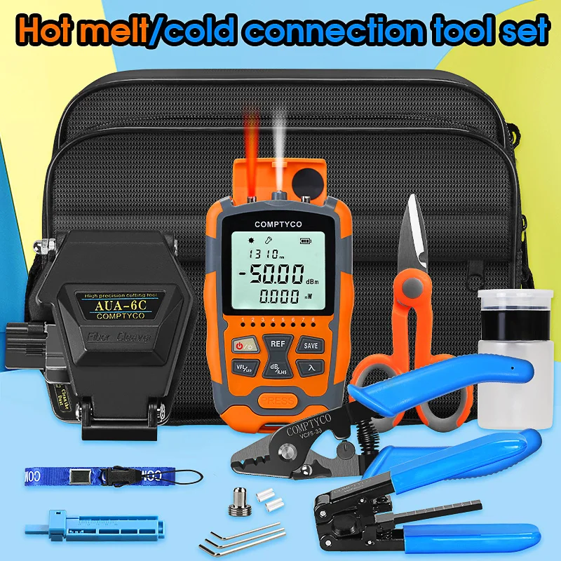 

Устройство для обнаружения неисправностей FTTH Набор инструментов для оптического волокна Fiber Cleaver -50 ~ + 26 дБм AUA-6C 4 в 1 Mini OPM с визуальным обнаружением неисправностей 15mw