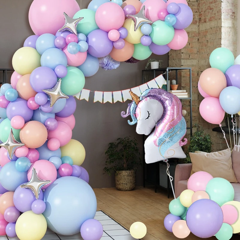 Воздушные шары Macaron с единорогом гирлянда арочный комплект раскрытие пола декор
