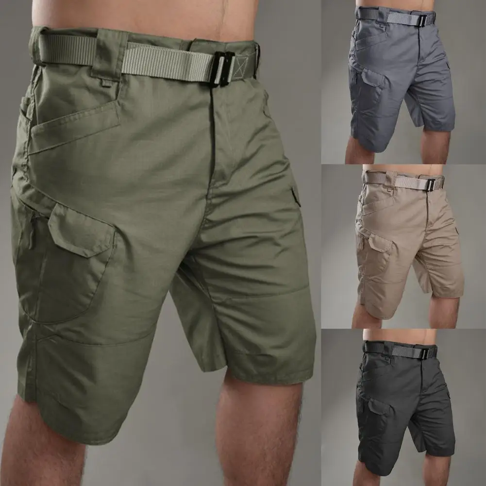 

Simple Short Pants Elastic Waist Comfortable Men Solid Color Pockets Shorts