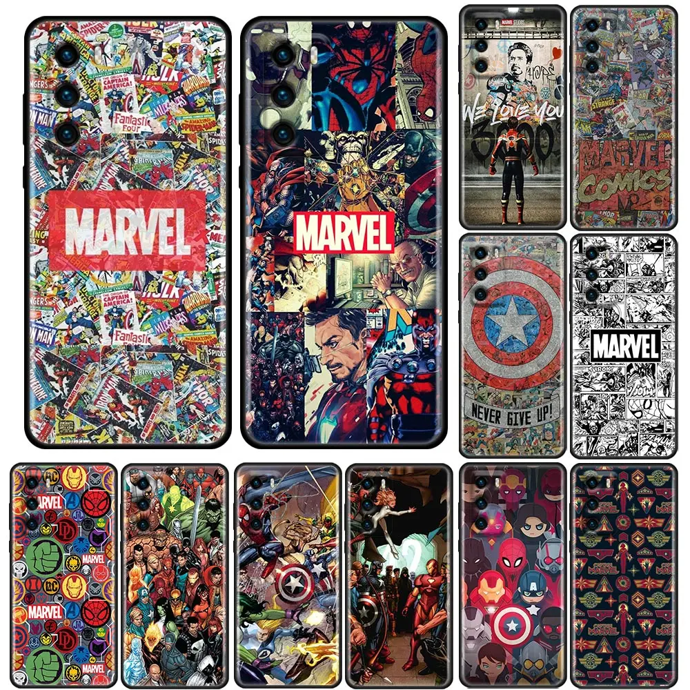 

Marvel Avengers Heros Logo poster Comics Phone Case Huawei P50 P50E P40 P30 P20 P Smart 2021 2020 2019 2018 Lite Pro Plus Pocket