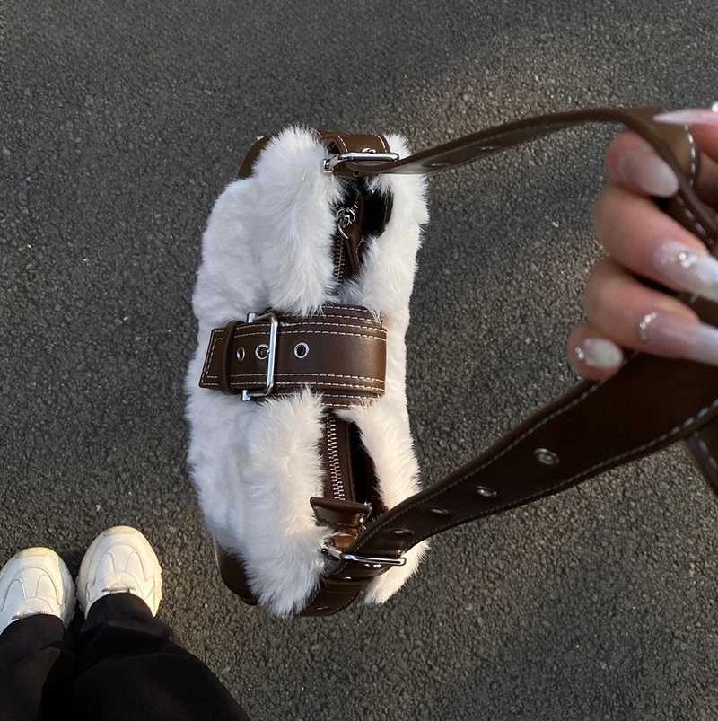 Женская шерстяная Лоскутная сумка Hotgirls новинка 2024 винтажные универсальные сумки