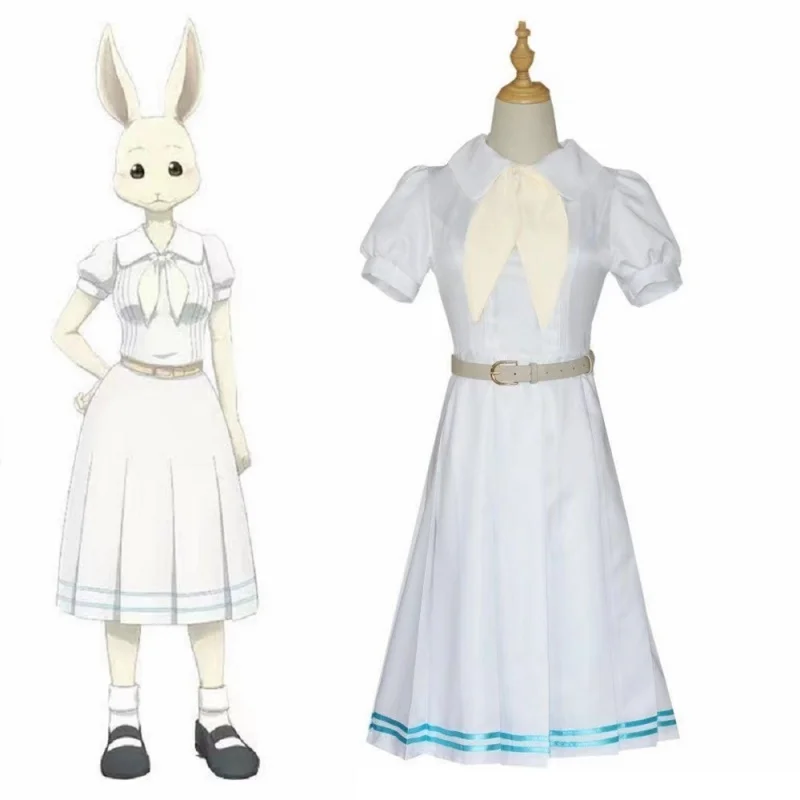 

Unisex Anime Cos BEASTARS Haru Rabbit Short Sleeve Cosplay Costumes Halloween Christmas Party Sets Uniform Suits