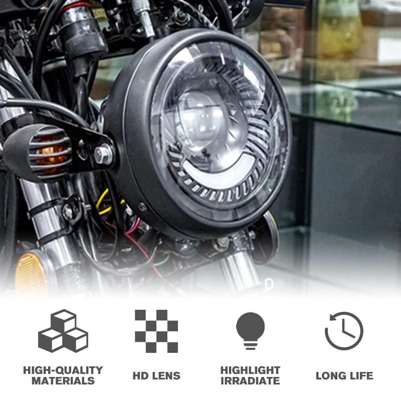 

Мотоциклетные 6,5 ''Cafe Racer винтажные универсасветодиодный светодиодные защитные фары дальнего и ближнего света с кронштейном для мотоциклис...