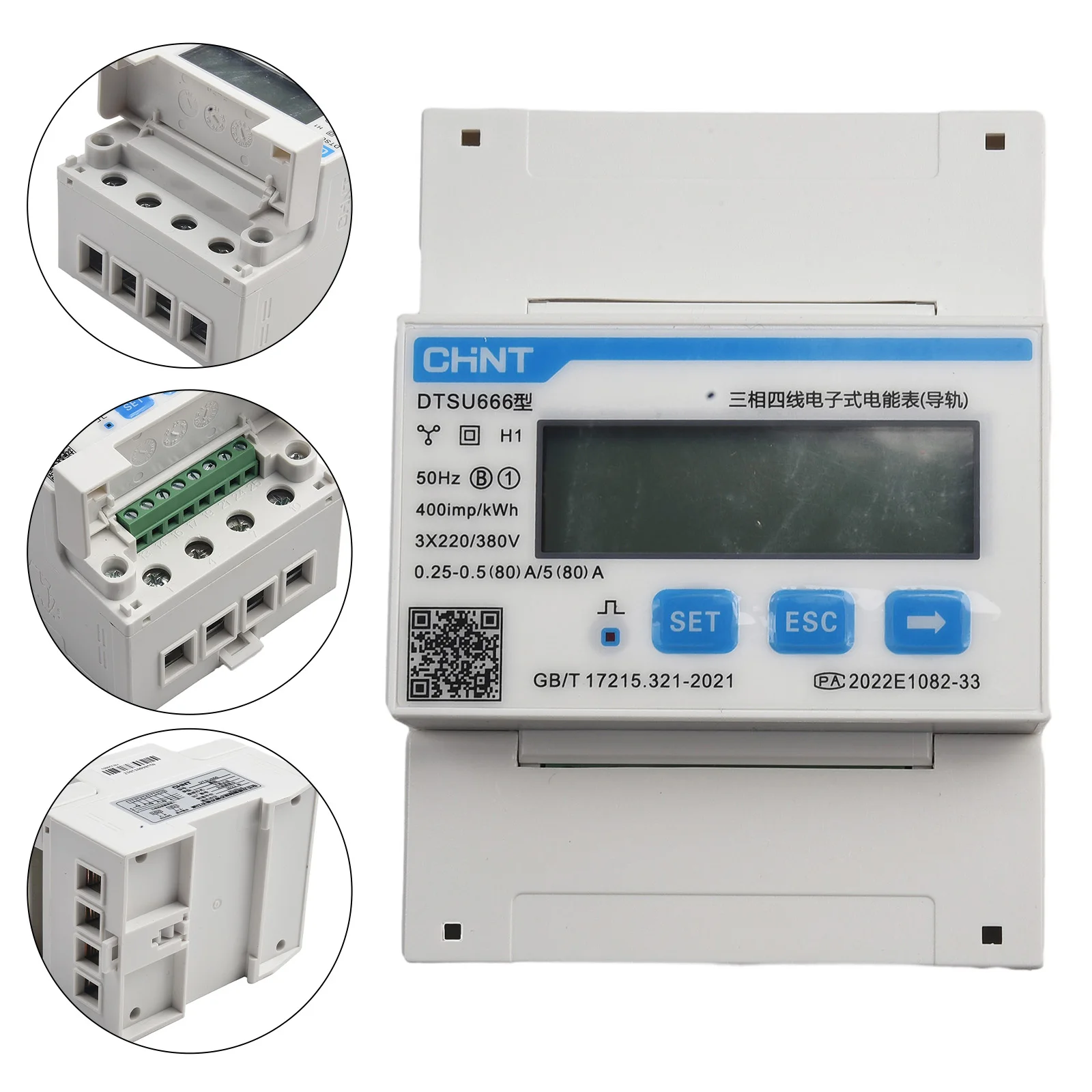 

Three-phase Electric Energy Meter 98x72mm Four-wire Guide Rail Type DTSU666 Electricity Energy Meter 50HZ Solar Power Supplies