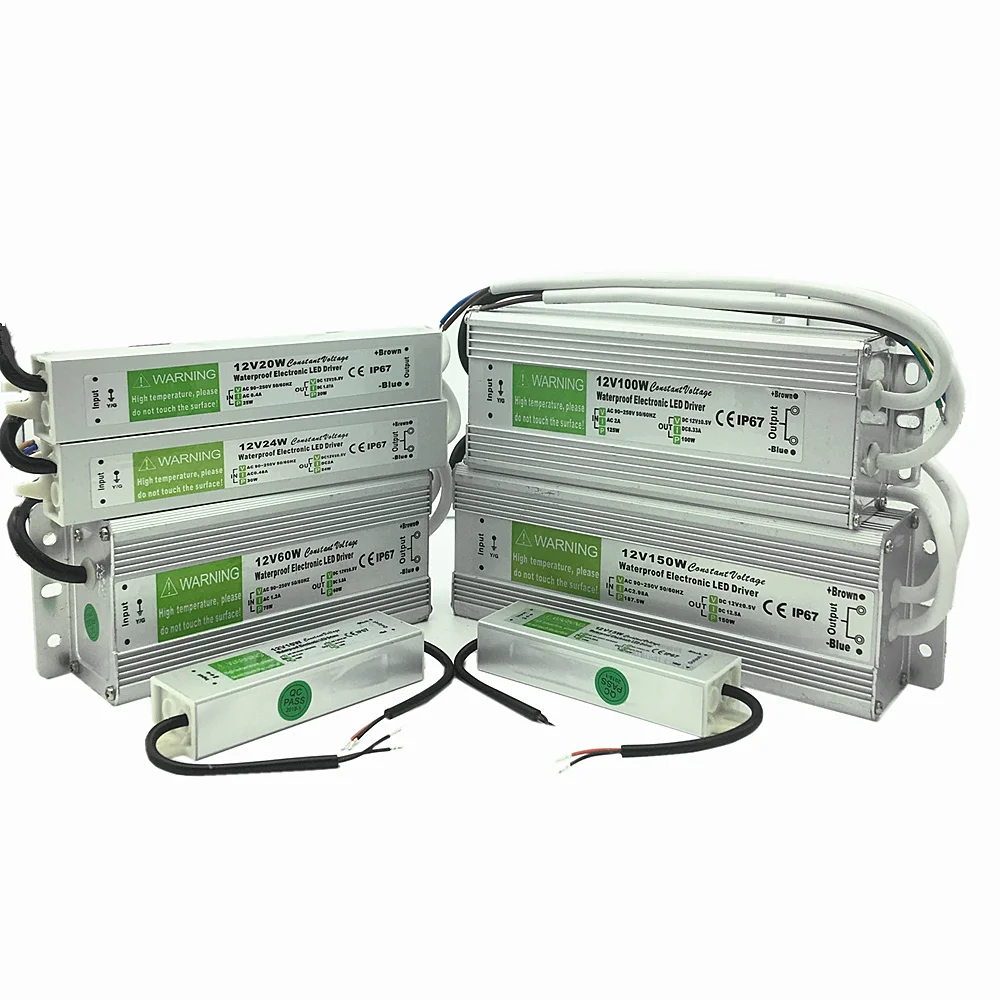 

Waterproof IP67 LED Driver Ac dc 12V/24V 10W 15W 20W 25W 30W 36W 45W 50W 60W 80W 100W 120W 150W Power Supply for LED strip Light
