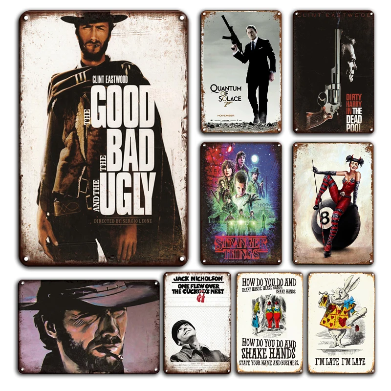 

Clint Wastwood, Постер, пленка, Женская винтажная настенная полка, Декор, жестяной знак, ретро настенная живопись, Оловянная жесть, декор для комнат...