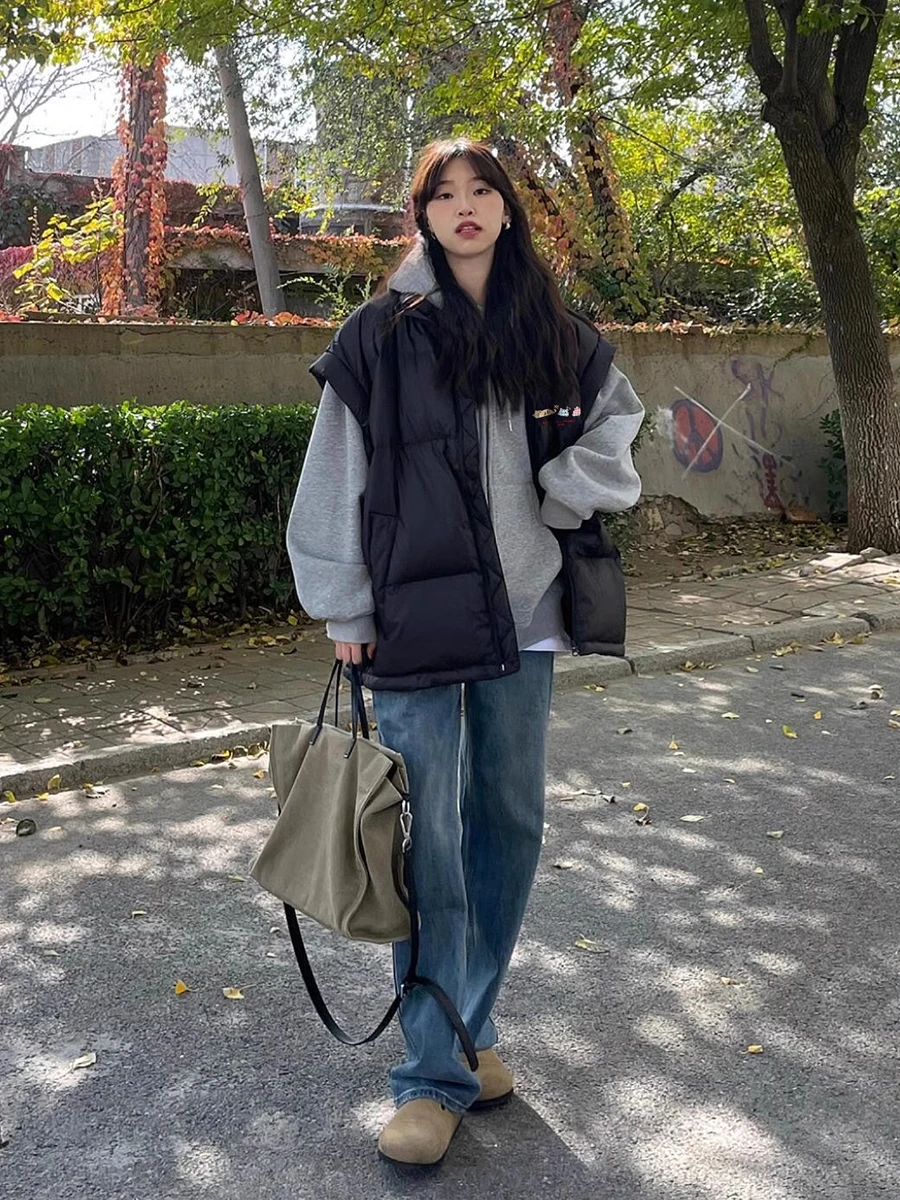 Черный теплый жилет куртка на хлопковой подкладке женская зимняя новая верхняя