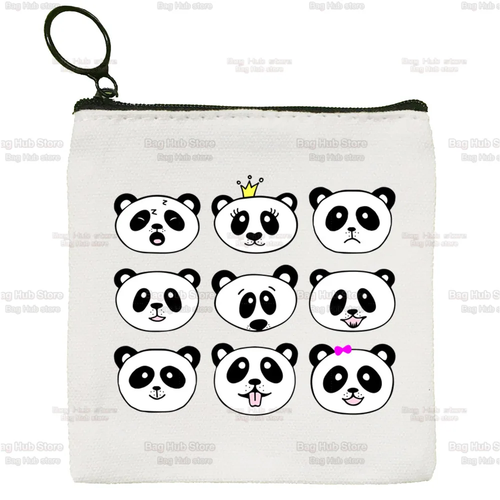 Panda Girl Animal Cartoon Stylish Kawaii Cute Mini Coin Purse Canvas Student Wallet Coin Case Zipper Hand Female Key Case