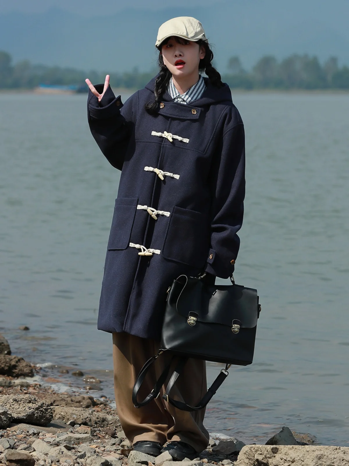 Осень-зима 2024 японская мода ретро шерстяная стеганая теплая верхняя одежда