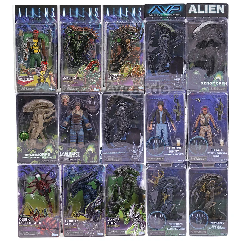 

NECA Aliens Warrior Grid Xenomorph Alien Ellen Ripley Cameron Bishop Ricco Frost 7" Action Figure Joint Movable Model Toy