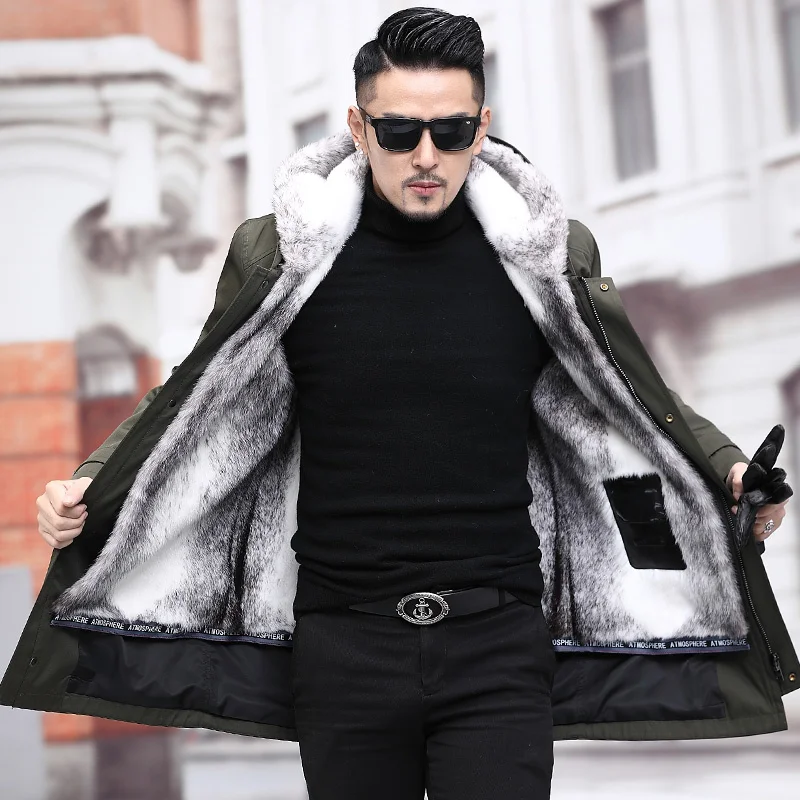 

Man Jacket Winter Clothes Men Men's Clothing Real Mink Coats Mens Hooded Parkas Male Fox Fur Collar Chaqueta LXR808