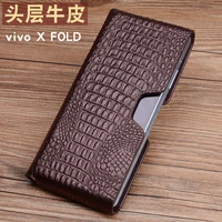 luxury crocodile genuine leather case for vivo x flod cases hold phone book cover bags magnetic fundas shell