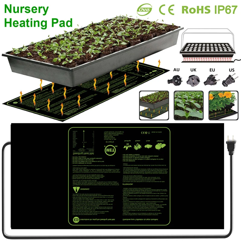 

Seedling Heating Pad 3 Sizes Waterproof Seed Plant Germination Reproduction Cloning Starter Mat 100/ 45/17.5Watt Garden Supplies