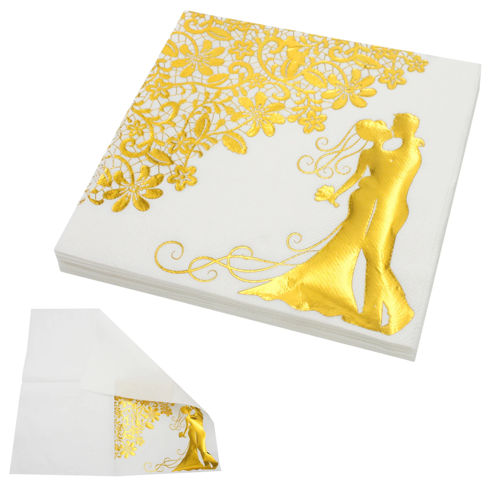 

20 Sheets Disposable Table Paper Guest Hand Towels Wedding Elegant Foil Gold Paper Napkins For Anniversary Wedding Party