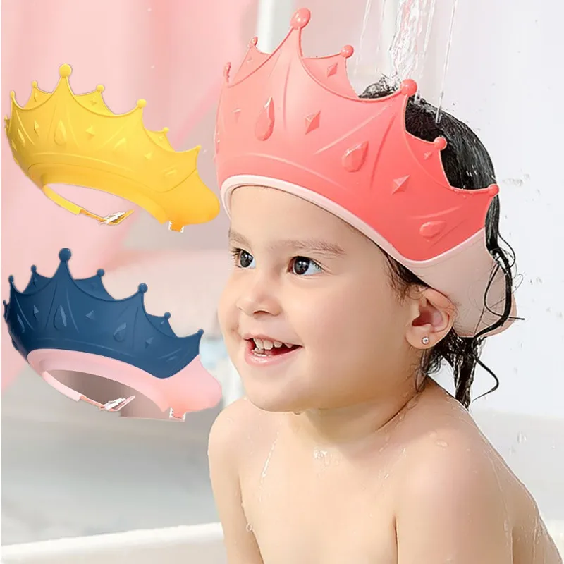 Baby Swim Shower Cap Bath Shampoo Adjustable Eye Protection Head Water Cover Baby Care Wash Hair Shower Cap For 0-6 Years Kids