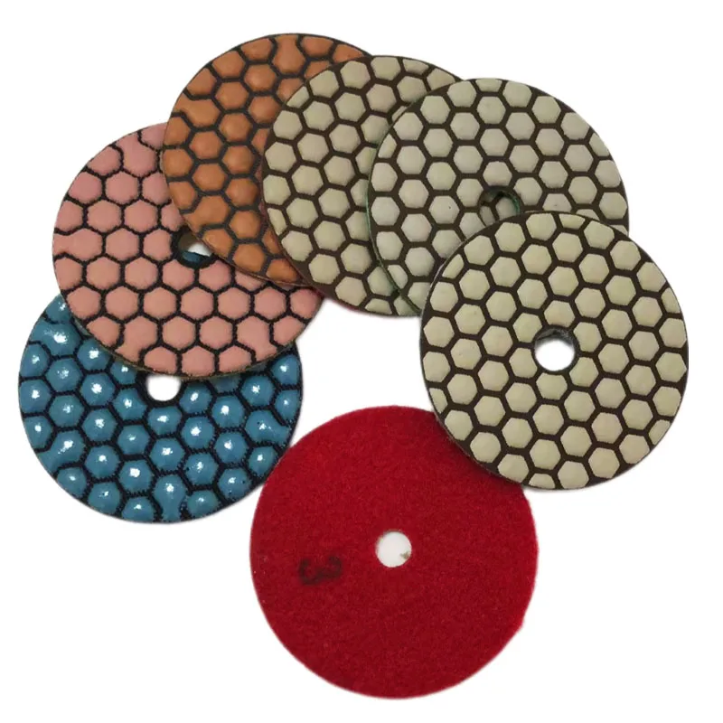 

Самоклеящаяся алмазная полировальная накладка, гибкий шлифовальный диск 3 дюйма 4 дюйма для сухого и острых краев, мрамор, гранит, камень, абразивная смола