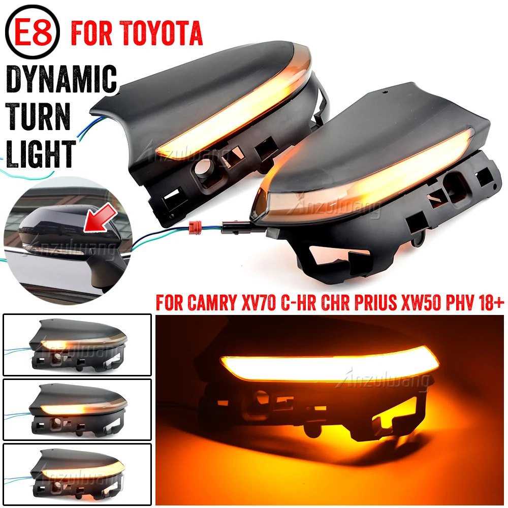

LED Dynamic Turn Signal Light Indicator With White Puddle Lamp For Toyota Camry XV70 CH-R CHR Prius XW50 PHV 2018 2019 2020