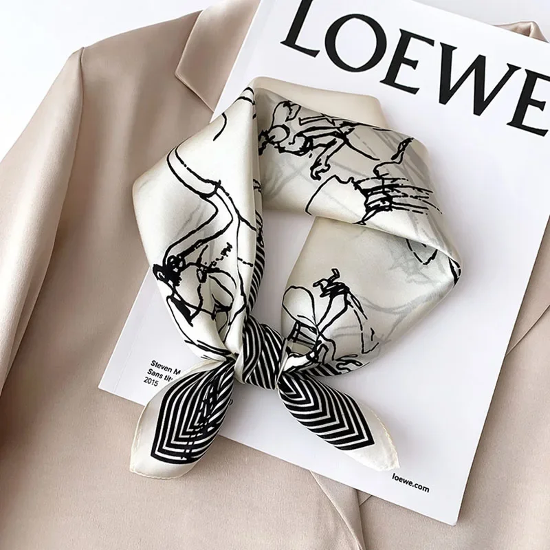 Женский пляжный шарф из натурального шёлка размеры 53 х53 см