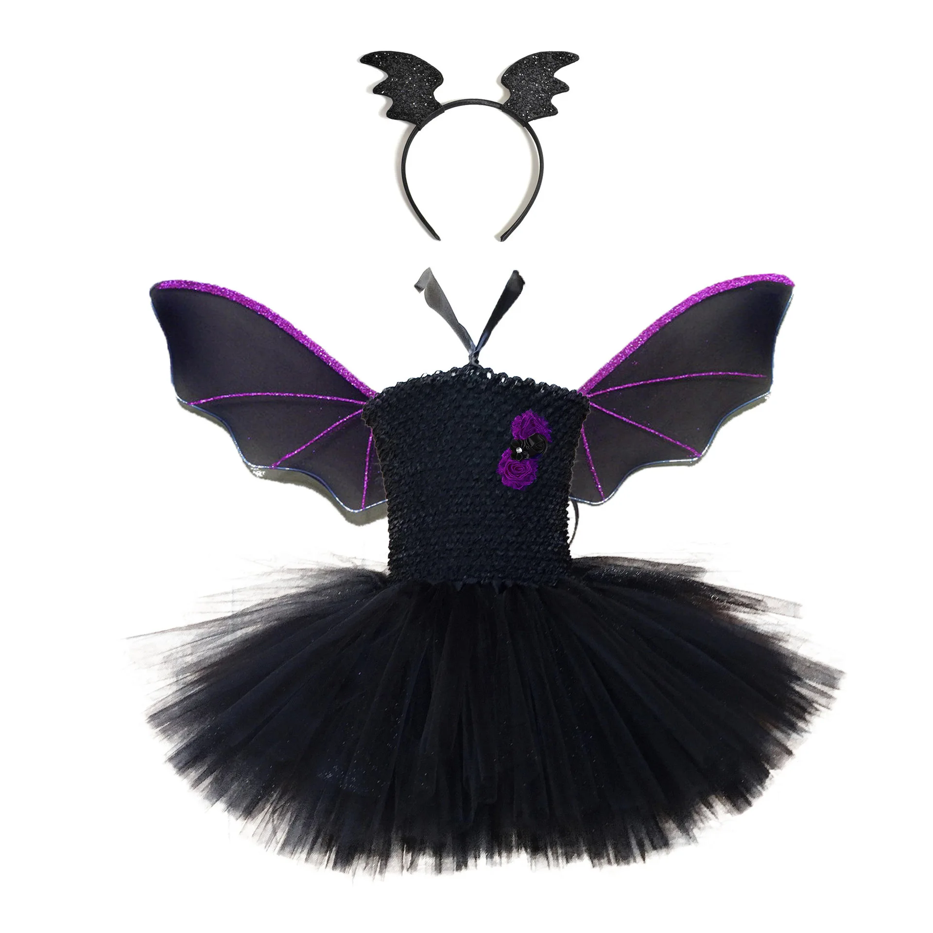 

Masquerade Show Princess Dress Halloween girl Dress Little Girl Bat Dress Cos Vampire Size 80-130