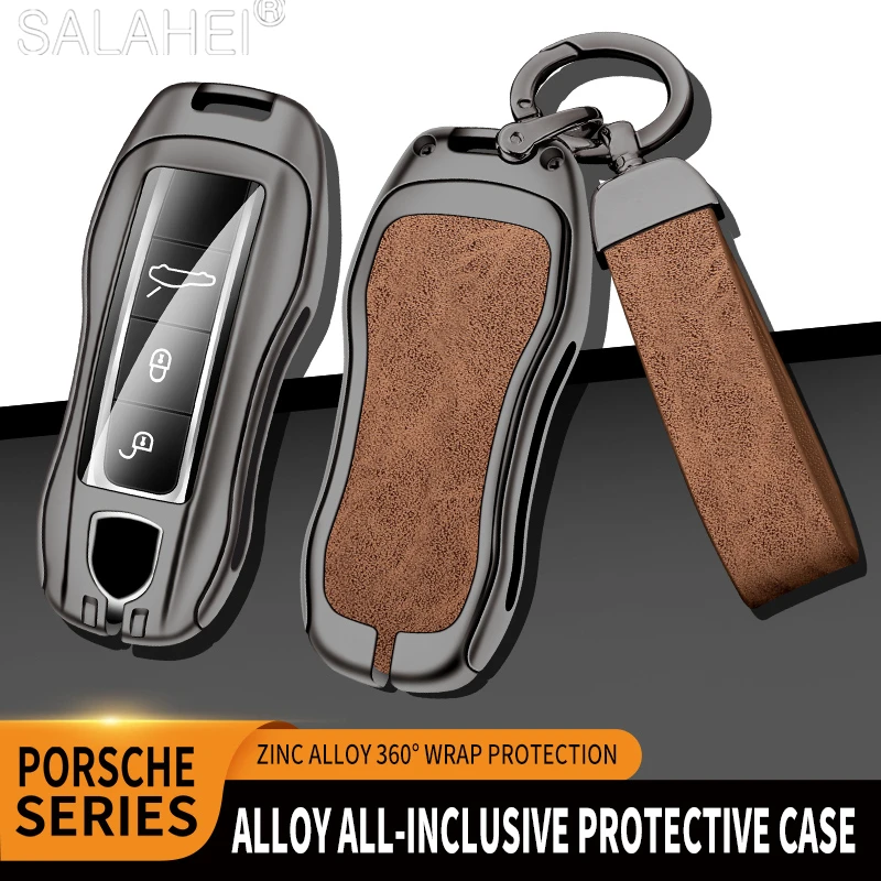 

Car Key Cover Case Bag Fob Shell Holder For Porsche Macan 911 Panamera Cayenne Carrera Taycan Protector Accessories Keychain