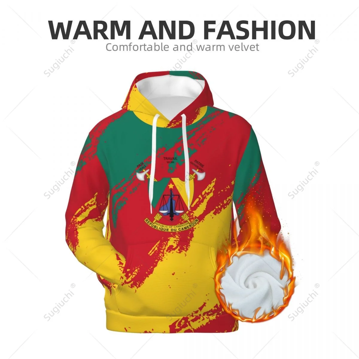 Толстовка унисекс с флагом Камеруна Повседневный пуловер 3D рисунком полиэстер