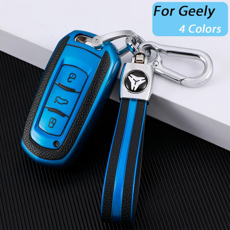 

TPU Leather Car Smart Key Cover Case Shell Fob For Geely Atlas Boyue NL3 EX7 SUV GT GC9 Emgrand X7 Borui Auto Holder Accessories