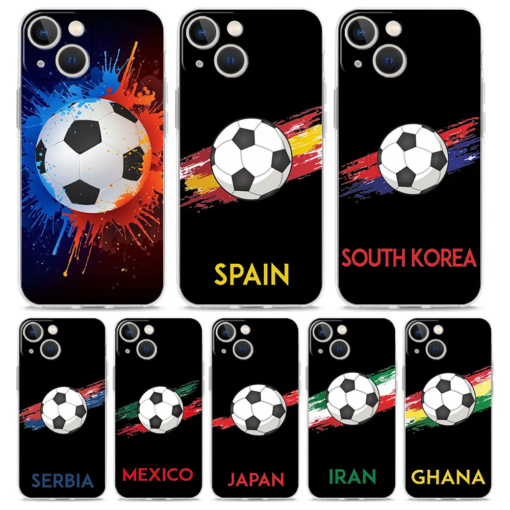 

Luxury Phone Case For iPhone 14 13 12 11 Pro Max XS X XR SE3 7 8 Plus Clear Shockproof Cover Country Soccer Morocco Football