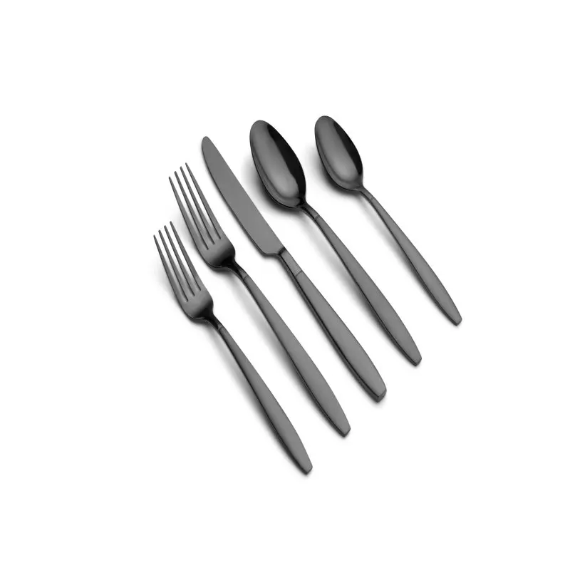 

Mathison Black Sand/Mirror 45-Piece Stainless Steel Flatware Set, Service for 8