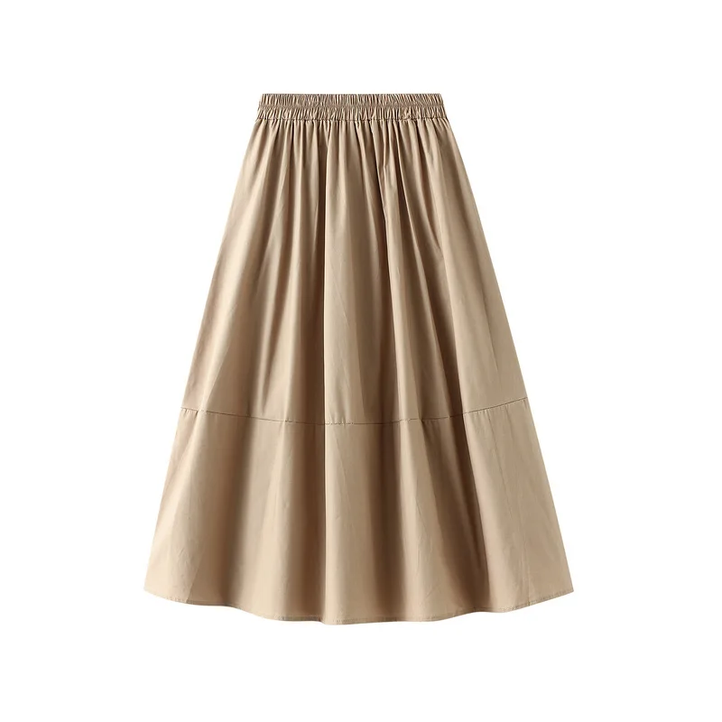 2022 Spring Summer New Casual Thin A-line Skirt Women All-Match High Waist Skirt Female Midi Long Patchwork Skirt Lady