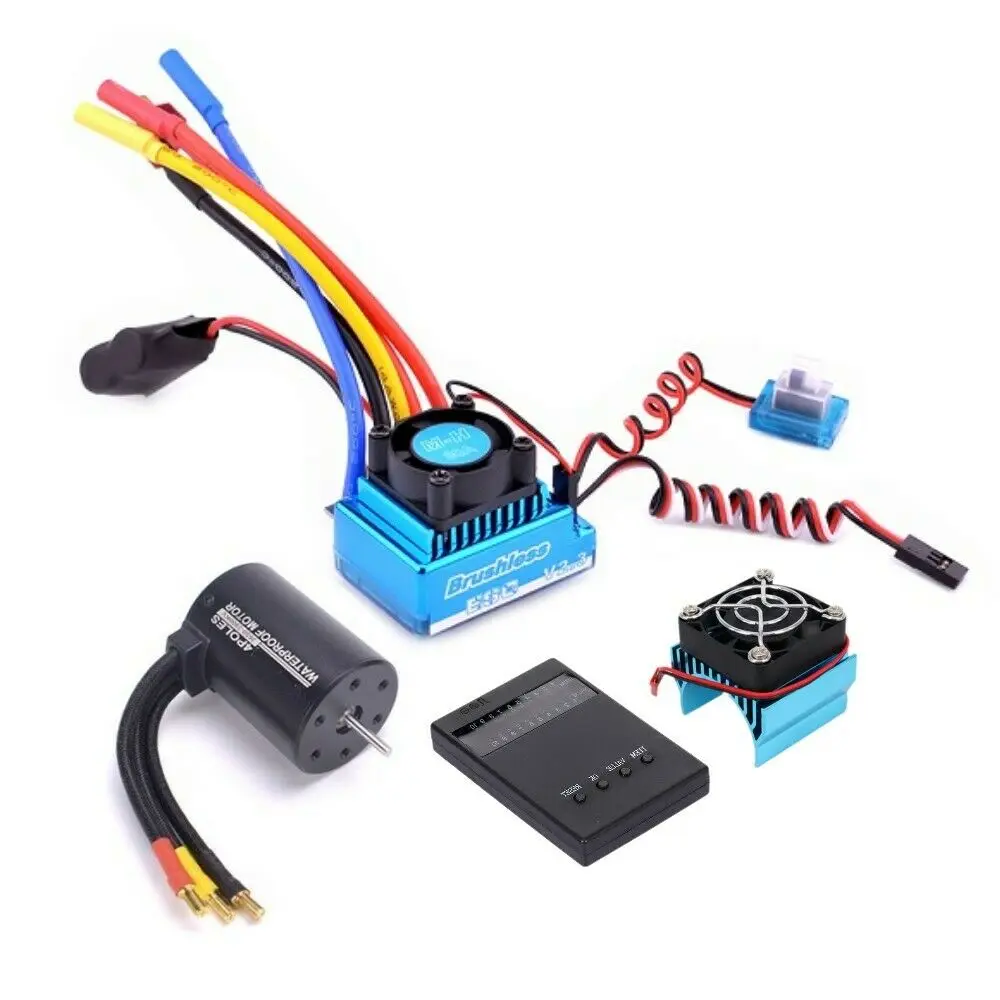 

3900KV Brushless Motor+120A Waterproof Brushless Esc Set With Programming Card Replace Parts For 1/10 HSP HPI RC Car DIY