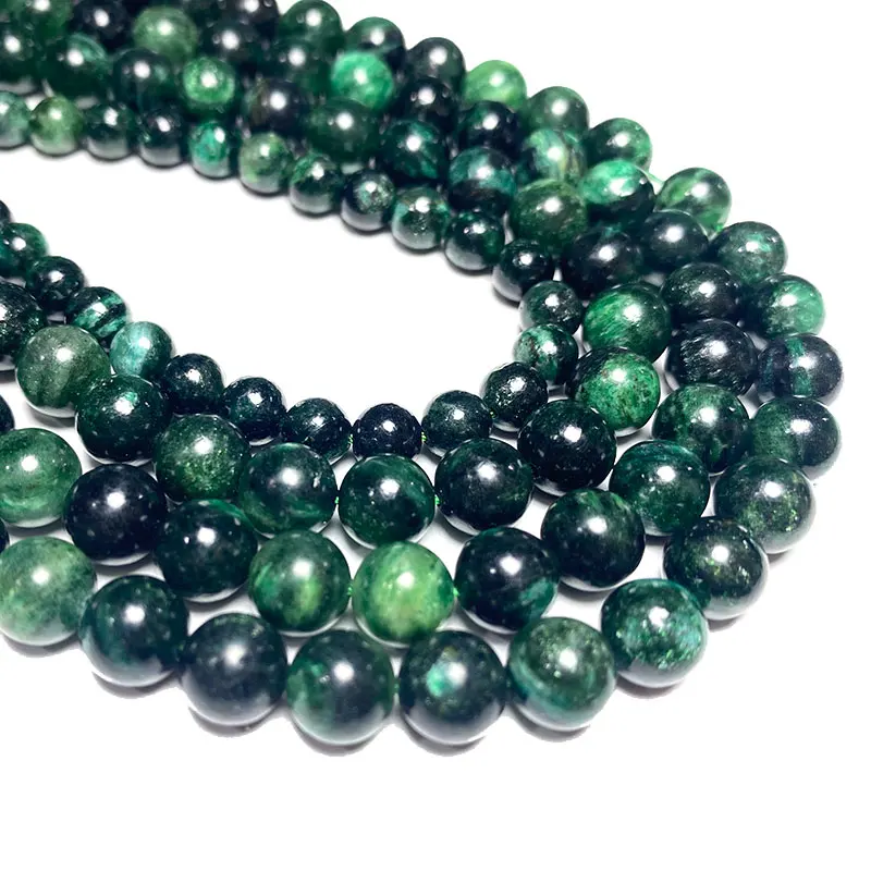 Бусины из натурального зеленого камня для изготовления ювелирных изделий