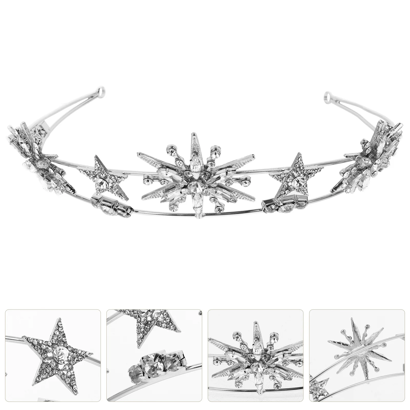 

Tiara Women Wedding Star Crown Girl Beautiful Headband Delicate Bride Shiny Woman