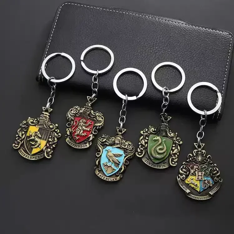 Harries Potter Keychain Hogwarts Slytherin Gryffindor Badge Movie Peripherals Cosplay Accessories Backpack Charms Kids Gift Toys