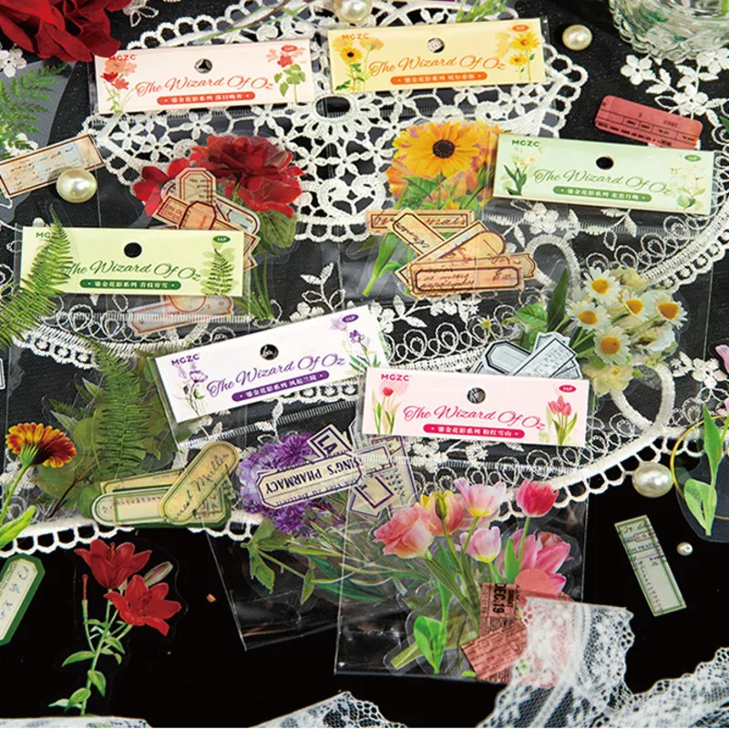 

16sheet Creative Label Plant Vintage Creative DIY Diary Album Journal Material Scrapbooking Stationery Decoration Plant Stickers