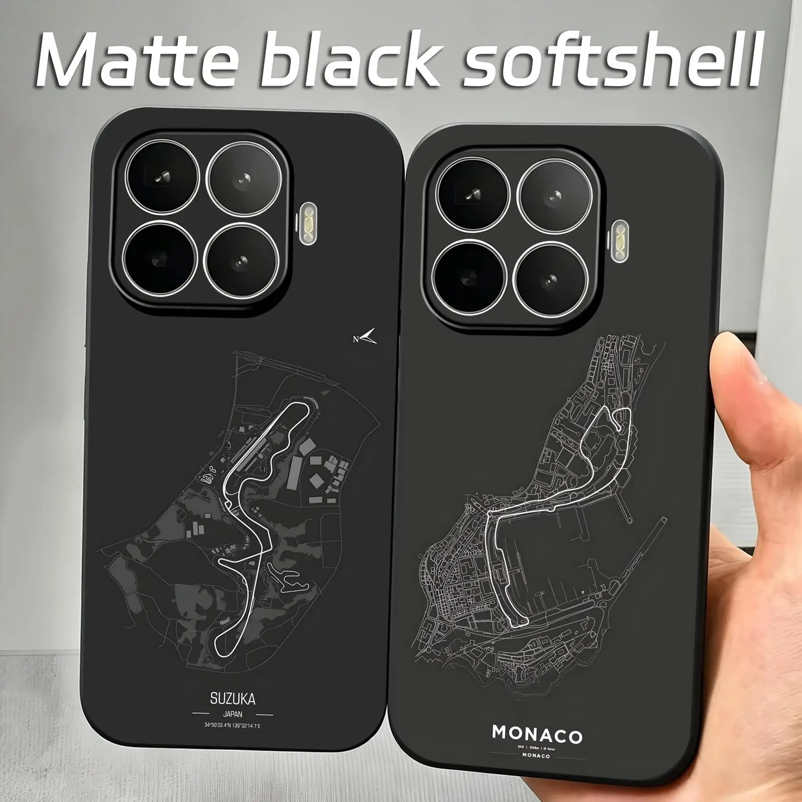 Фото Чехол для телефона с принтом гоночной трассы F1 для Xiaomi 17 15 14 13 12 11 T Ultra Pro, мягкий черный противоударный чехол №1