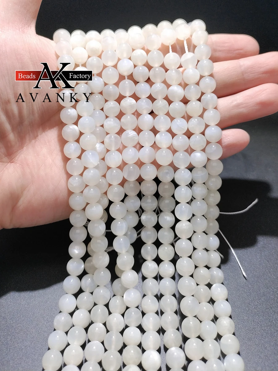 

6-10mm Natural Gem Stone White Moonstone For Jewelry Making Faceted Round Spacer Beads Diy Bracelets Necklace Accessories 15"