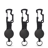 3 in 1 retractable badge steel wire cord pull key ring portable bottle opener hexagonal wrench carabiner car key chain edc tool