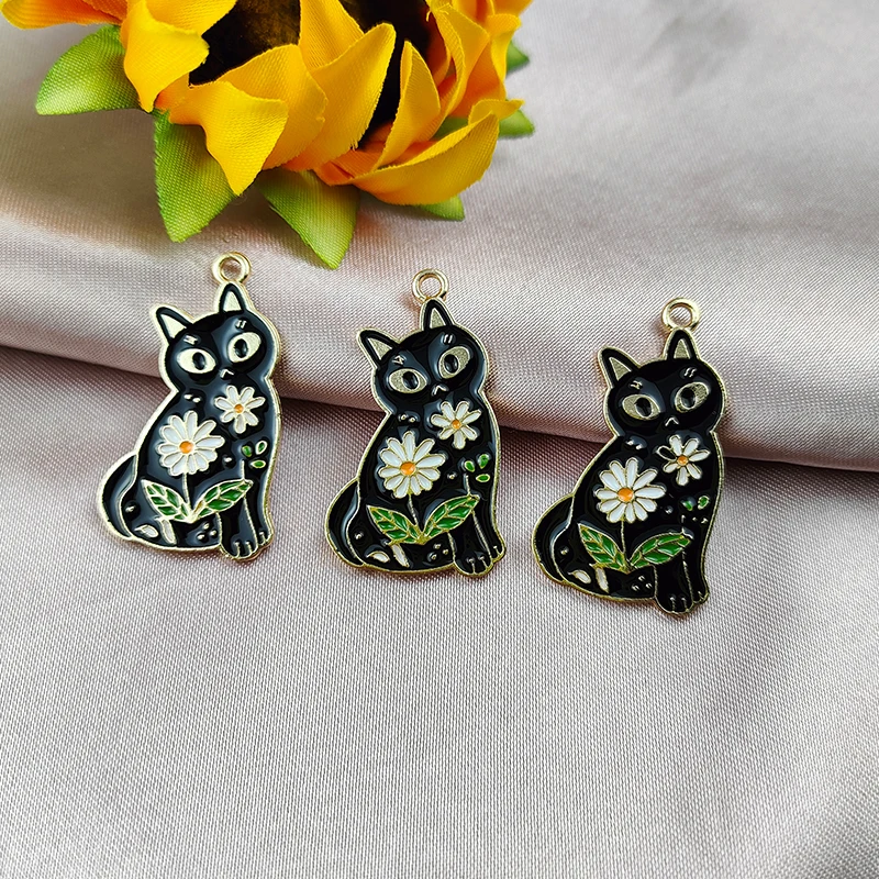 Металлические эмалевые Подвески ApeUr в виде цветка 10 дюймов кошки милая Подвеска