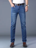 thoshine brand spring autumn men denim jeans straight fit superior quality male casual denim pants elastic cowboy trousers