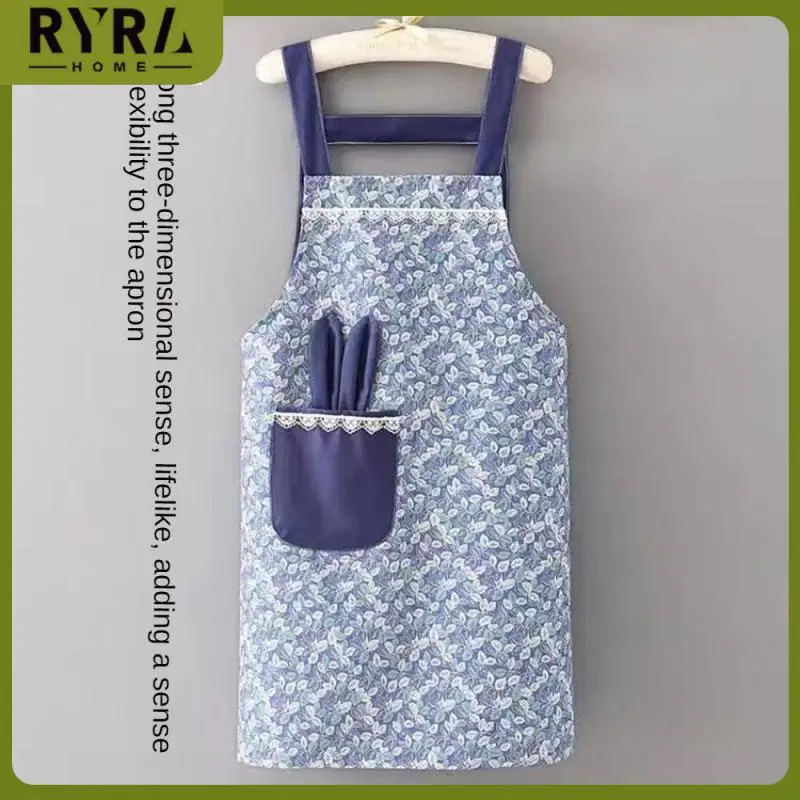 

Thin Kitchen Work Waist Korean Style Sleeveless Apron Men And Women Kitchen Apron Strap Type Home Cleaning Cute Rabbit Ears
